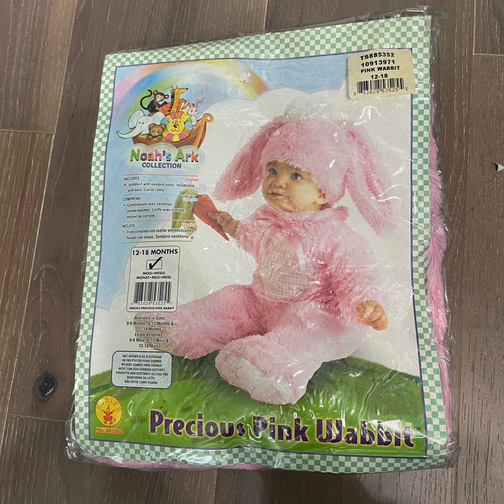 Rubies Noah’s ark collection precious pink wabbit. NWT 12-18 months